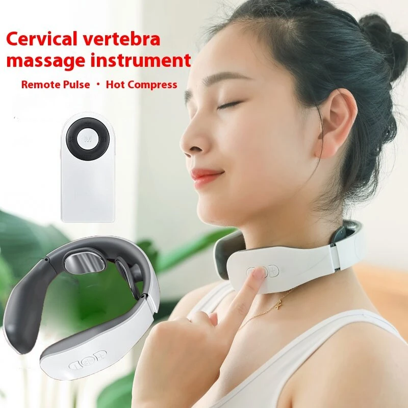 (image for) Cervical Massager Neck Shoulder Multifunctional Neck Massager Electromagnetic Pulse Heating Neck Protector with 4 Modes Massage